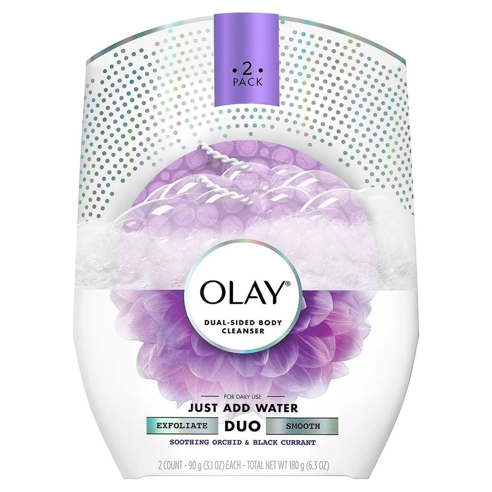 OLAY BODY CLEANSING DUO SOOTHING BUFFER,, ORCHID & CURRANT (NEW WITH TAGS)